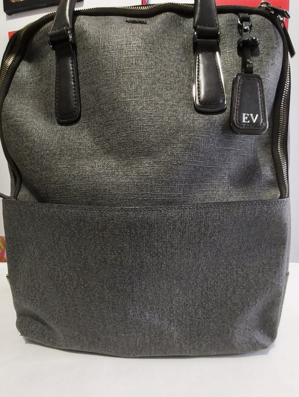 Gray TUMI Gray Laptop Backpack Business TrTextured Tote Backpack Unisex